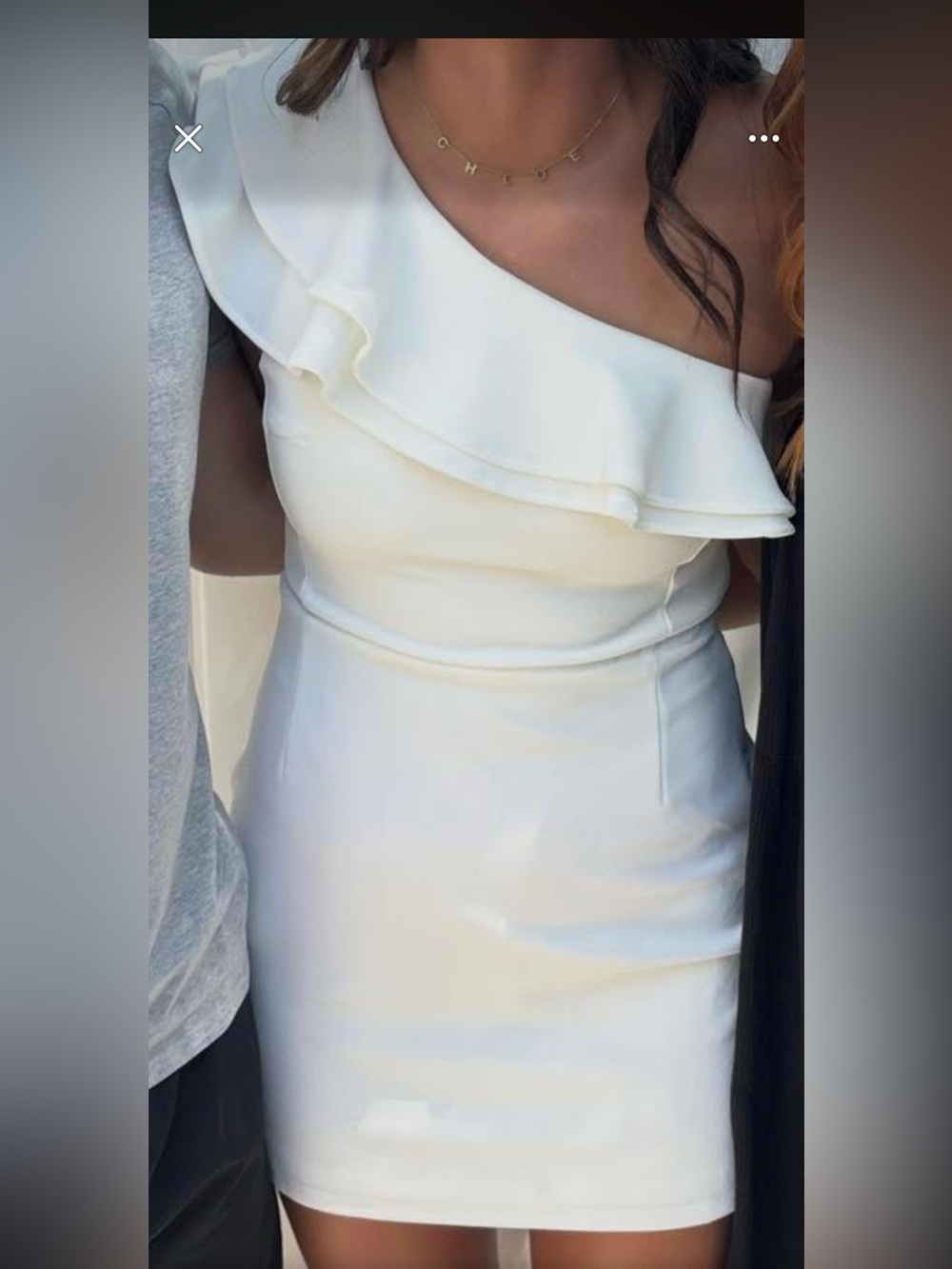 One-Shoulder White Ruffle Mini Dress